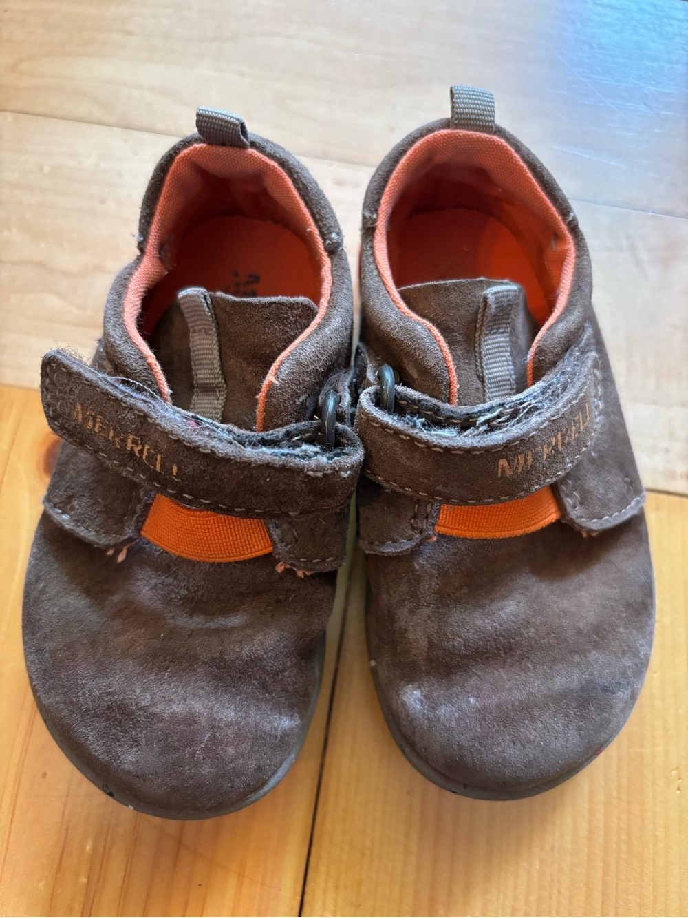Merrell Fall Toddler Shoes Brown and Orange Velcro for Hiking Walking